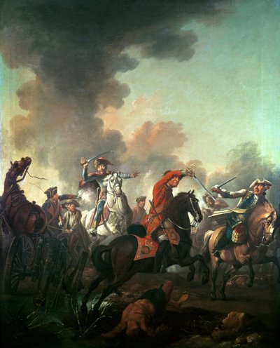 Thomas Brown at the Battle of Dettingen, 27th June 1743 by English School